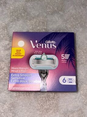 Gillette Venus Women's Razor Refills Miami Midnight Extra Smooth Sensitive 6 ct